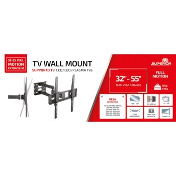 Superior Επιτοίχια Βάση Τηλεόρασης Full Motion Extra Slim 32"-55" (SUPSTV003) (SPRSUPSTV003)