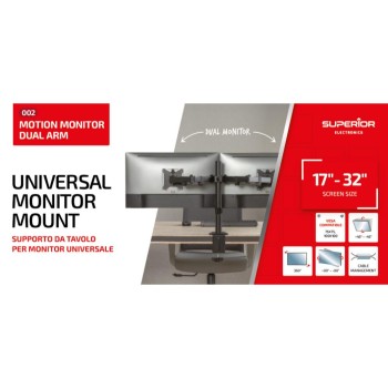 Superior Επιτραπέζια Βάση για 2 Οθόνες 17"-32" με Ρυθμιζόμενο Βραχίονα (SUPSPC002) (SPRSUPSPC002)
