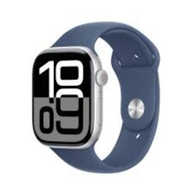 Apple Watch Series 10 GPS 46mm Silver Aluminium Case with Denim Sport Band - S/M (APPMWWL3QFA)