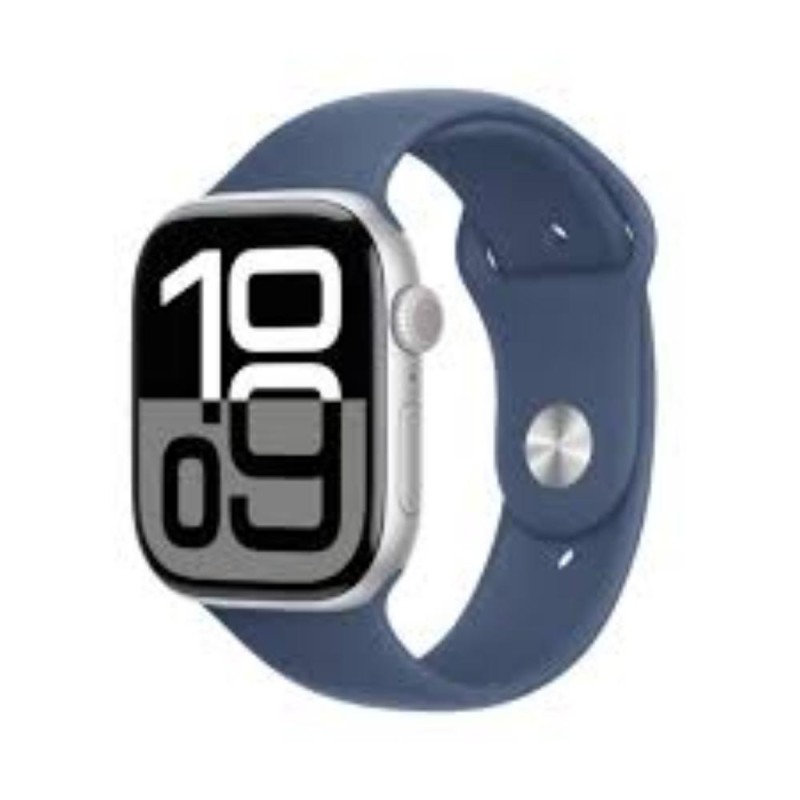 Apple Watch Series 10 GPS 46mm Silver Aluminium Case with Denim Sport Band - S/M (APPMWWL3QFA)