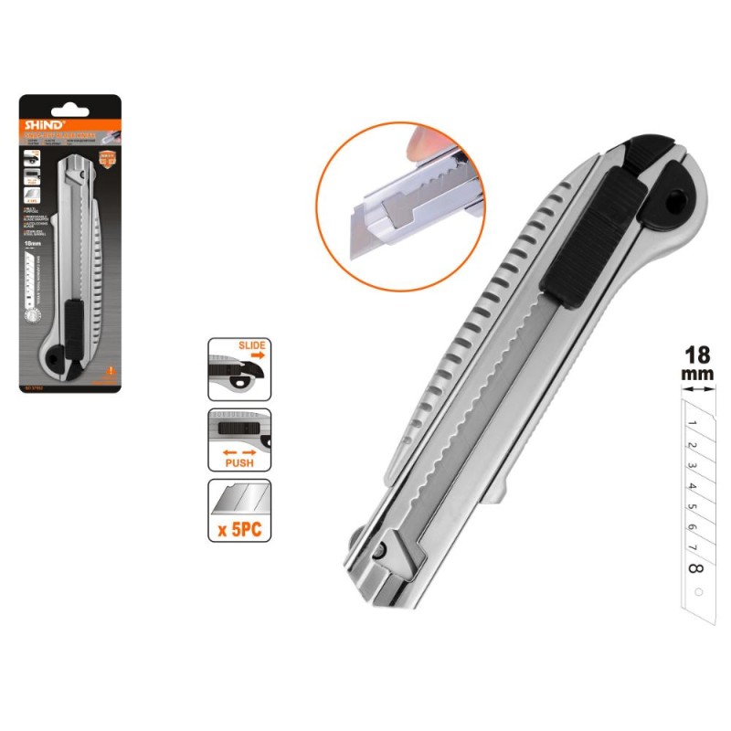 Shind Φαλτσετα Αλουμινιου Με 5 Λαμες 18mm (SHI-37552) (SHI37552) Shind Φαλτσετα Αλουμινιου Με 5 Λαμες 18mm (SHI-37552) (SHI37552)
