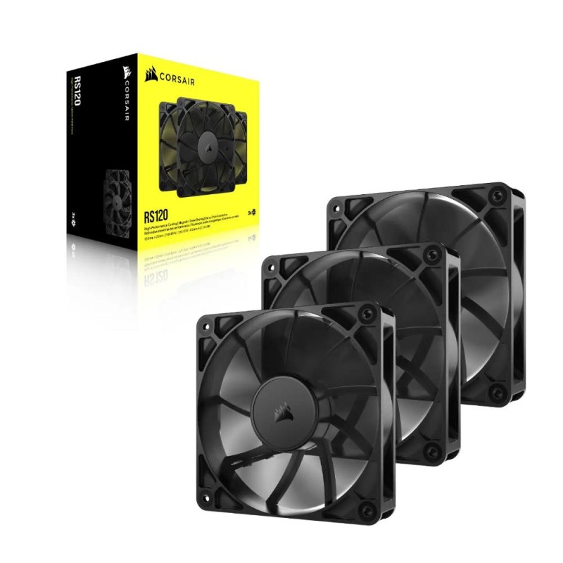 Corsair Case Fan RS120 120mm PWM 3-Pack Black (CO-9050189-WW) (CORCO-9050189-WW) Corsair Case Fan RS120 120mm PWM 3-Pack Black (CO-9050189-WW) (CORCO-9050189-WW)