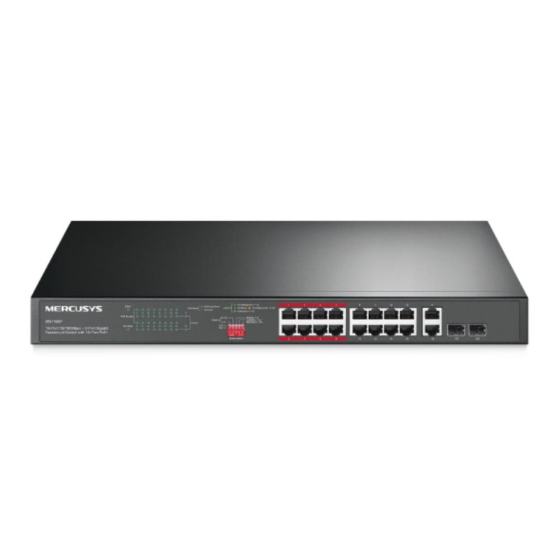 Mercusys 16-Port 10/100Mbps + 2-Port Gigabit Rackmount Switch with 16-Port PoE+ (MS118CP) (MERMS118CP) Mercusys 16-Port 10/100Mbps + 2-Port Gigabit Rackmount Switch with 16-Port PoE+ (MS118CP) (MERMS118CP)