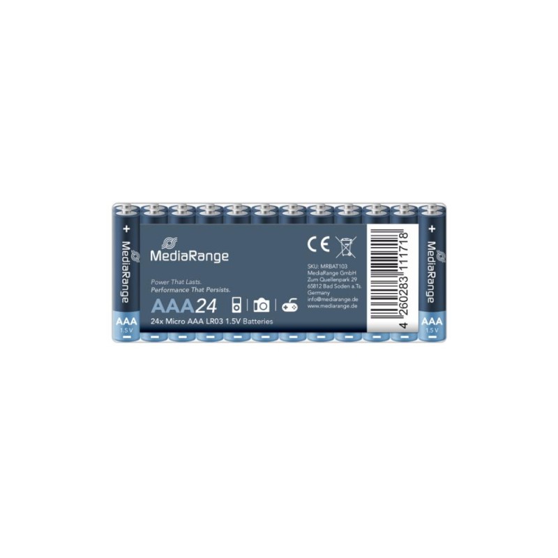 Αλκαλική Μπαταρία MediaRange Premium AAA 1.5V (LR3) (24 Pack) (MRBAT103)