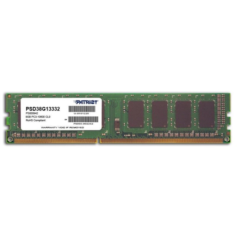Patriot 8GB PC3-10600 Memory Module 1 x 8 GB DDR3 1333 MHz (PSD38G13332) (PATRPSD38G13332)