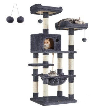 Feandrea Cat Tower, Height 143 cm, up to 2 cats (PCT15GYZ) (FEAPCT15GYZ)