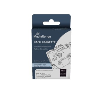 Ετικέτες Γενικής Χρήσης Mediarange ( Brother TZ-335/TZe-335, 12mm, 8m, Laminated and Permanent Adhesive, White on Black) (MRBTZ335)