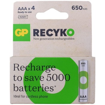 GP ReCyko 650mAh rechargeable batteries AAA / R03 Ni-MH  (GPB21104)