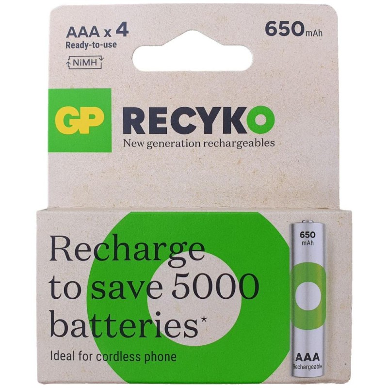 GP ReCyko 650mAh rechargeable batteries AAA / R03 Ni-MH  (GPB21104)