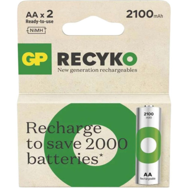 GP ReCyko 2100mAh rechargeable batteries  AA / R6 Ni-MH  (GPB21001)