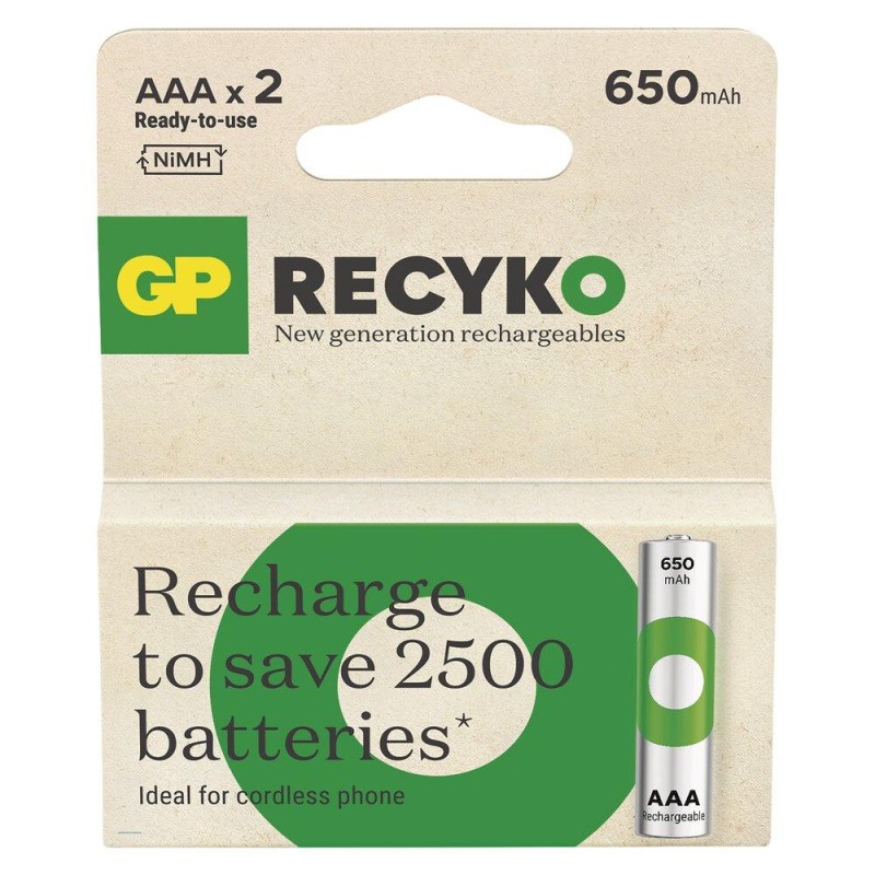 GP ReCyko 650mAh rechargeable batteries AAA / R03 Ni-MH  (GPB20655)