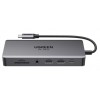 Ugreen USB-C Hub CM681 4x USB 2x HDMI DisplayPort RJ45 SD/TF AUX PD 100W gray (15978) (UGR15978)