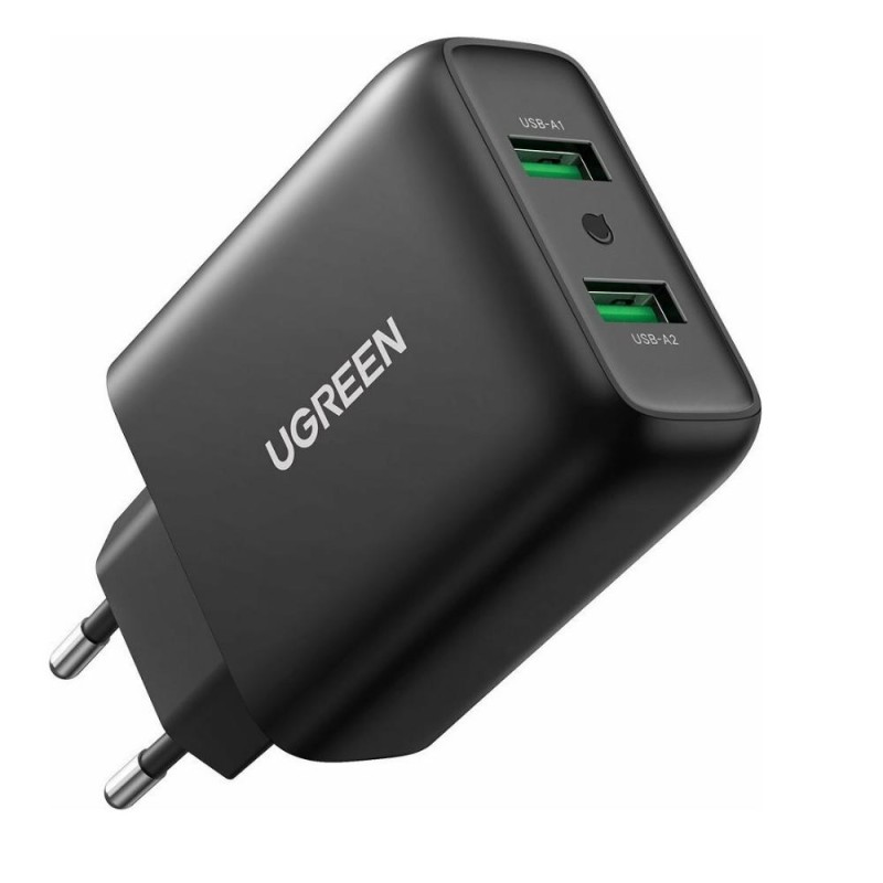 Ugreen Φορτιστής Χωρίς Καλώδιο με 2 Θύρες USB-A 36W Quick Charge 3.0 Μαύρος (10216B) (UGR10216B)