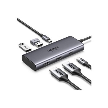 Ugreen Adapter 6w1 CM498 Hub USB do 2x USB-A 3.0 USB-C 3.0 2xHDMI PD (15852) (UGR15852)