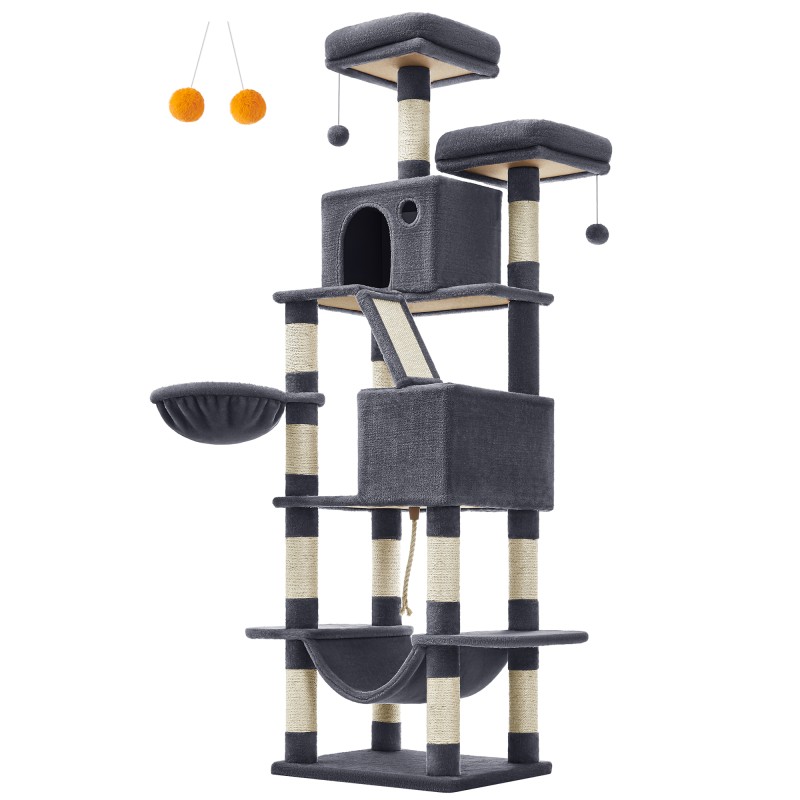 Feandrea Cat Tower XXl, Height 206 cm, up to 6 Cats, Σκούρο Γκρι (PCT190G01) (FEAPCT190G01)