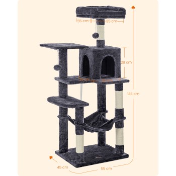Feandrea Cat Tower, Height 143 cm, up to 4 Cats, σκούρο γκρί (PCT161G01) (FEAPCT161G01)