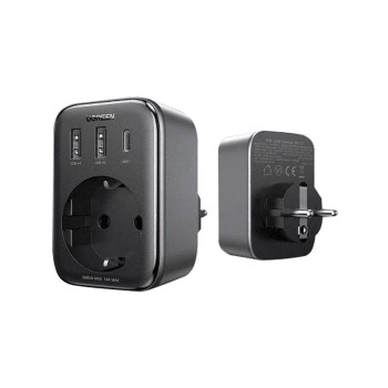 Ugreen Mains charger with AC socket 2x USB USB-C CD314 30W black (90613) (UGR90613)