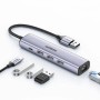 Ugreen 5in1 adapter USB-A to 3x USB 3.0 + RJ45 + USB-C gray (60554) (UGR60554)
