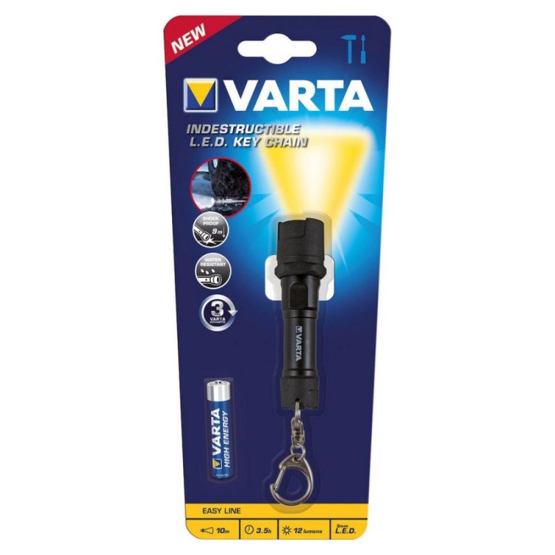 Varta 'Indestructible' LED Flashlight KEY CHAIN KEY RING 1AAA 16701 (VART19468)