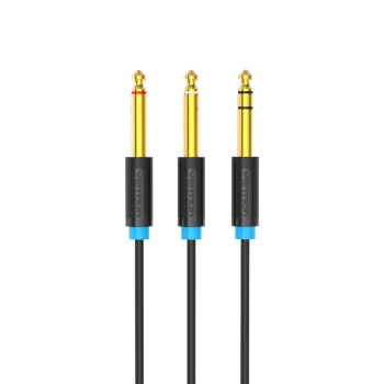 VENTION TRS 6.5mm Male to 2*6.5mm Male Audio Cable 5M Black (BATBJ) (VENBATBJ)