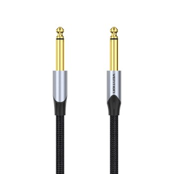VENTION Cotton Braided 6.5mm Male to Male Audio Cable 1M Gray Aluminum Alloy Type (BASHF) (VENBASHF)
