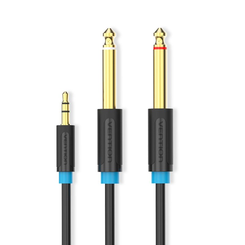 VENTION 3.5mm Male to 2*6.5mm Male Audio Cable 5M Black (BACBJ) (VENBACBJ)