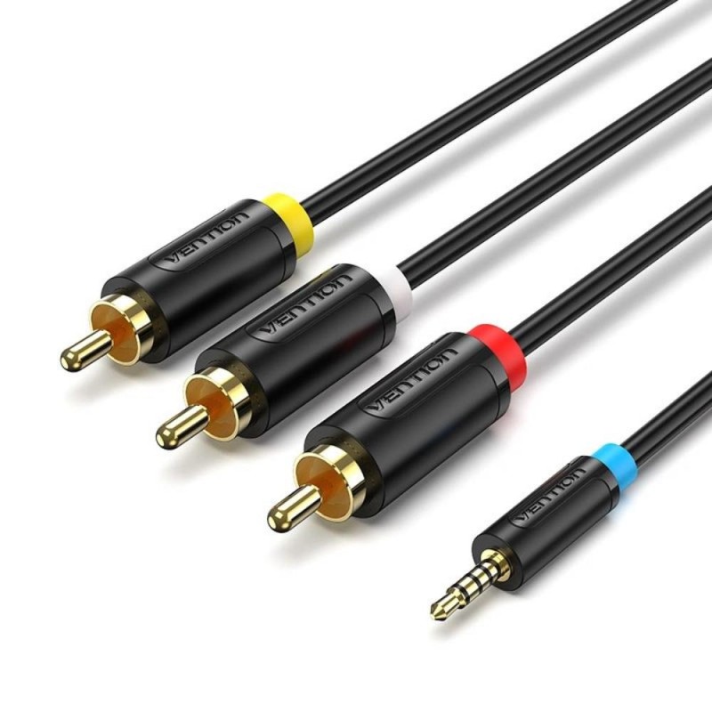VENTION 2.5mm Male to 3RCA Male AV Cable 1.5M Black (BCCBG) (VENBCCBG)