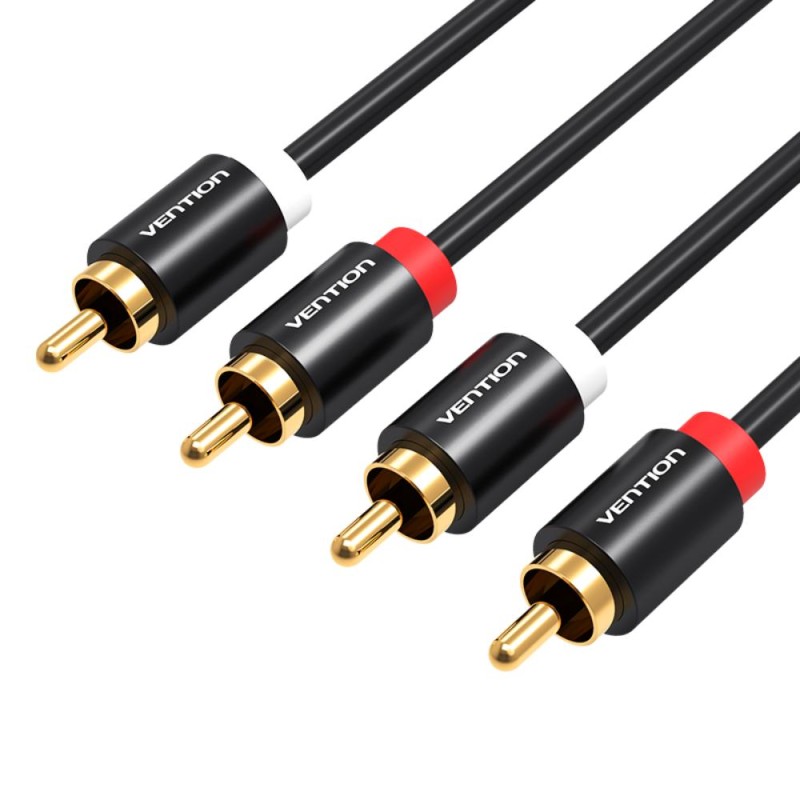 VENTION 2RCA Male to Male Audio Cable 1M Black Metal Type (VAB-R06-B100) (VENVAB-R06-B100)