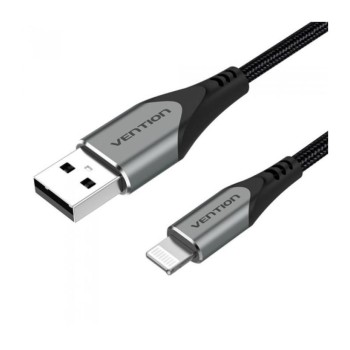 VENTION Nylon Braided USB 2.0 A to Lightning 2.4A Cable 0.5M Gray Aluminum Alloy Type MFi-Certified (LABHD) (VENLABHD)