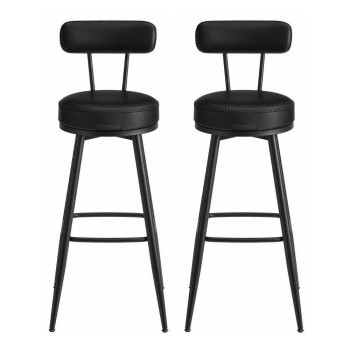 Vasagle Σετ Μεταλλικά Σκαμπό Μπαρ με πλάτη - Μαύρο -  2 τμχ (LBC889B01V1) (VASLBC889B01V1)