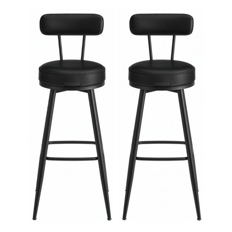 Vasagle Σετ Μεταλλικά Σκαμπό Μπαρ με πλάτη - Μαύρο -  2 τμχ (LBC889B01V1) (VASLBC889B01V1)