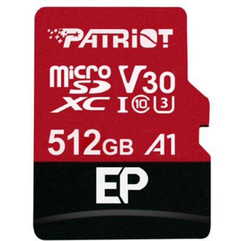 Patriot EP Series 512 GB microSDXC Red/Black UHS-I U3 Class 10 V30 A1 (PEF512GEP31MCX) (PATRPEF512GEP31MCX)