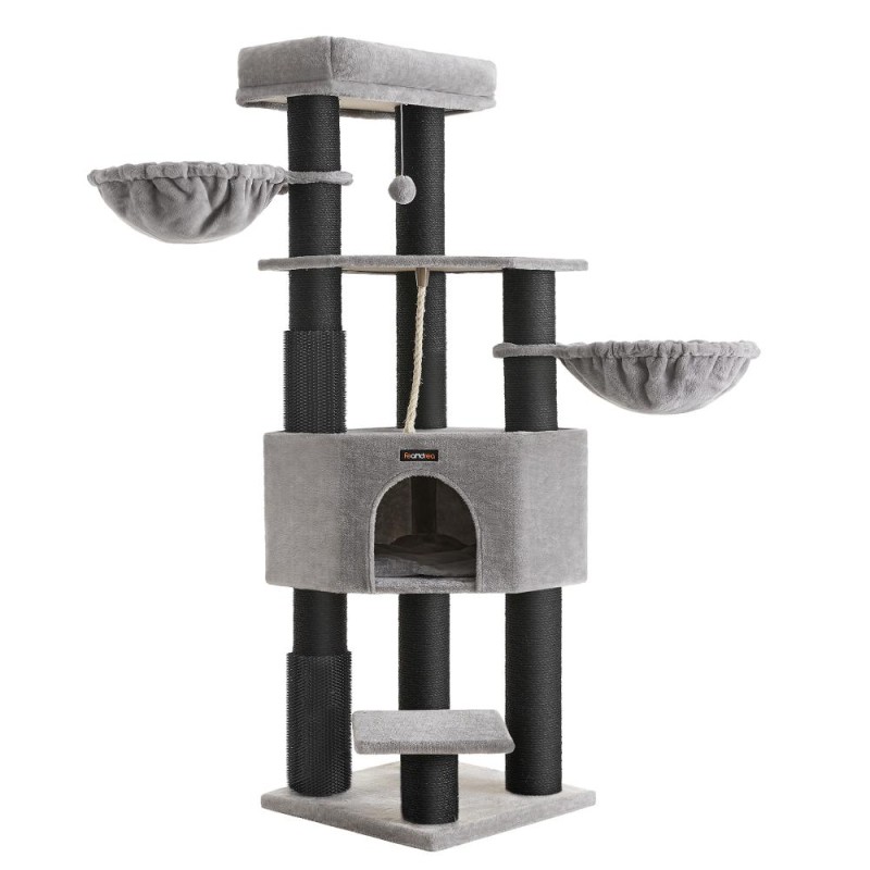 Feandrea Cat Tower, Height 160 cm, for large Cats, Gray-Black (PCT003W01) (FEAPCT003W01)