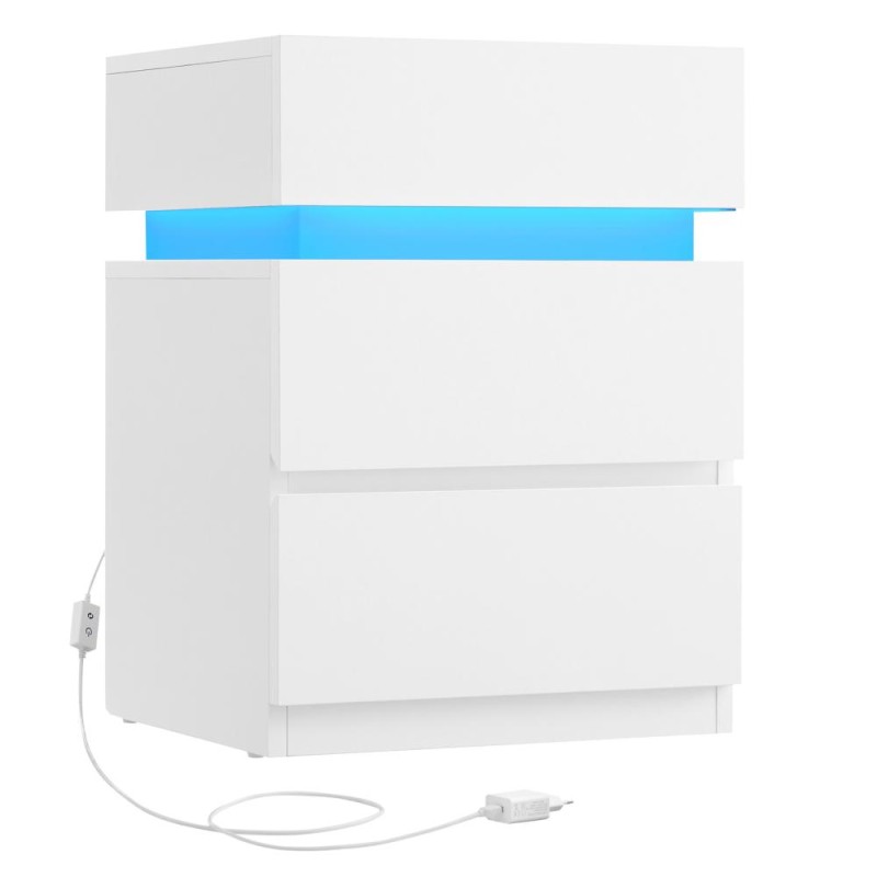 Vasagle κομοδίνο με ενσωματωμενο LED φωτισμό, λευκό  (LET630T10V1) (VASLET630T10V1)