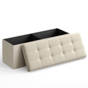 Songmics Αναδιπλούμενος Πάγκος Αποθήκευσης  - 110 x 38 x 38 - Μπεζ  (LSF77BE) (SNGLSF77BE)