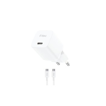 ttec SmartCharger GAN 20W PD Travel Fast Charger + USB-C - USB-C 60W Cable White (2SCG20CB) (TTEC2SCG20CB)