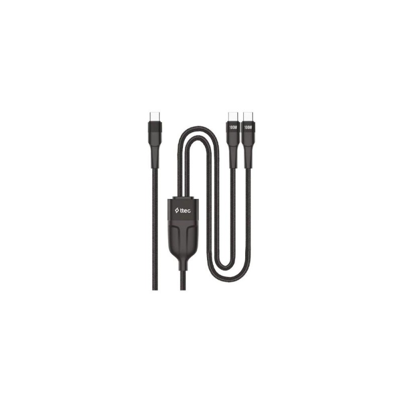 ttec AlumiCable Duo USB-C – 2 USB-C 100W Fast Charge Cable150cm (2DK55S) (TTEC2DK55S)