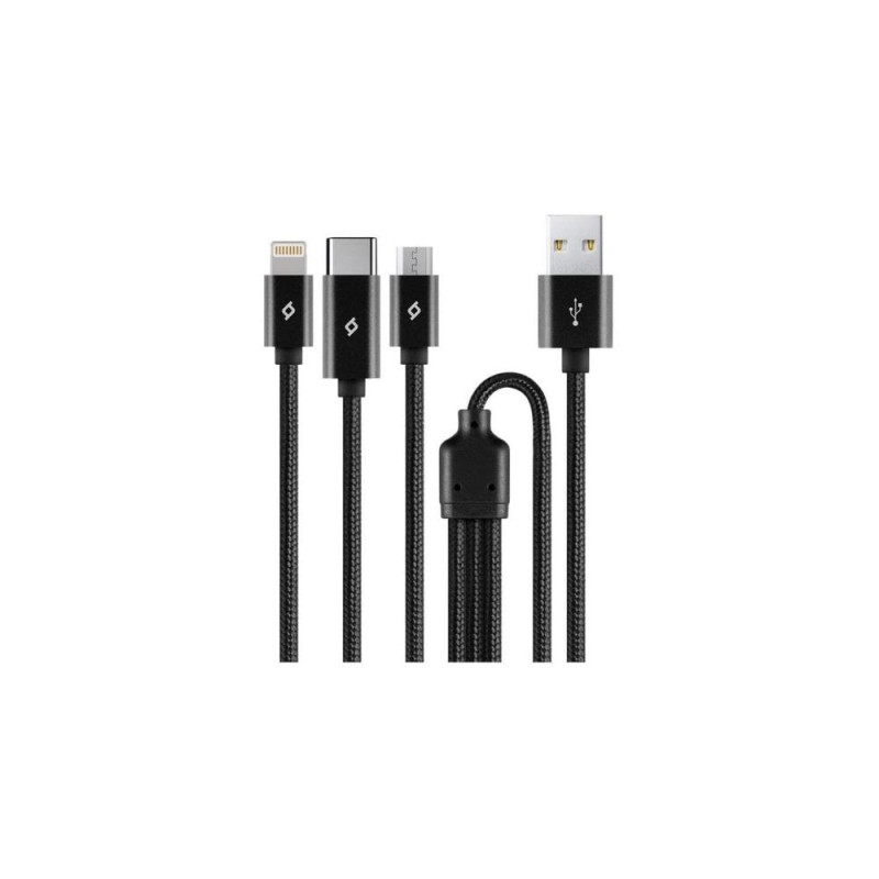 ttec AlumiCable Trio Charge/Data Cable Type-C Lightning Micro USB 100cm Black (2DK39S) (TTEC2DK39S)