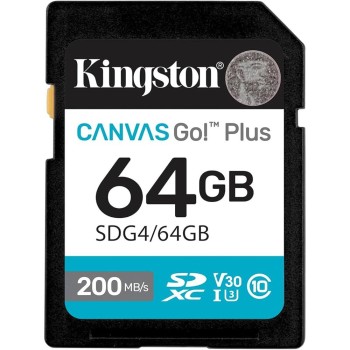 Kingston SD 64GB Canvas Go Plus 200/MB/s C10 U3 V30 (SDG4/64GB) (KINSDG4-64GB)
