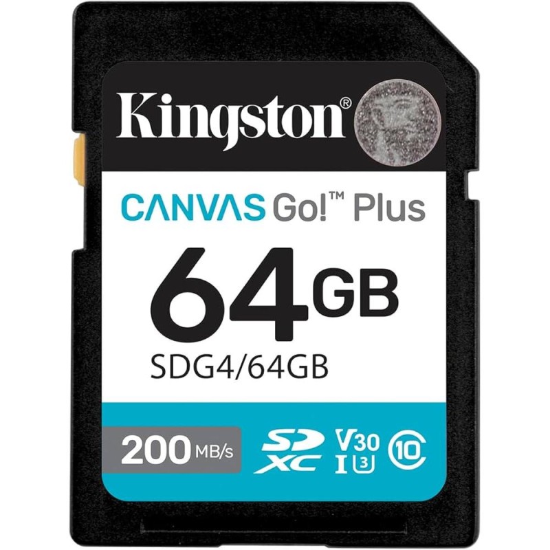 Kingston SD 64GB Canvas Go Plus 200/MB/s C10 U3 V30 (SDG4/64GB) (KINSDG4-64GB)