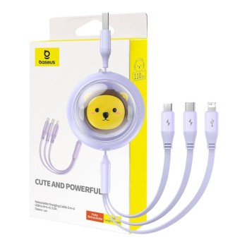 Baseus Καλώδιο 3σε1  USB σε USB-C/MicroUSB/Lightning 3.5A 1.1m Λιλά (P10362900511-00) (BASP10362900511-00)