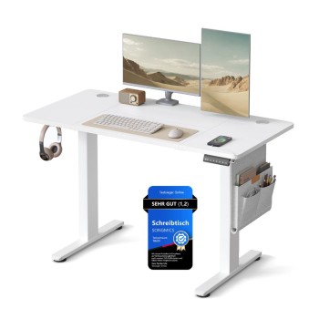 Songmics Μεταλλικό Ηλεκτρικά Ρυθμίζόμενο γραφείο 120 x 60 x 72-120 cm, Λευκό  (LSD132WZ02) (SNGLSD132WZ02)