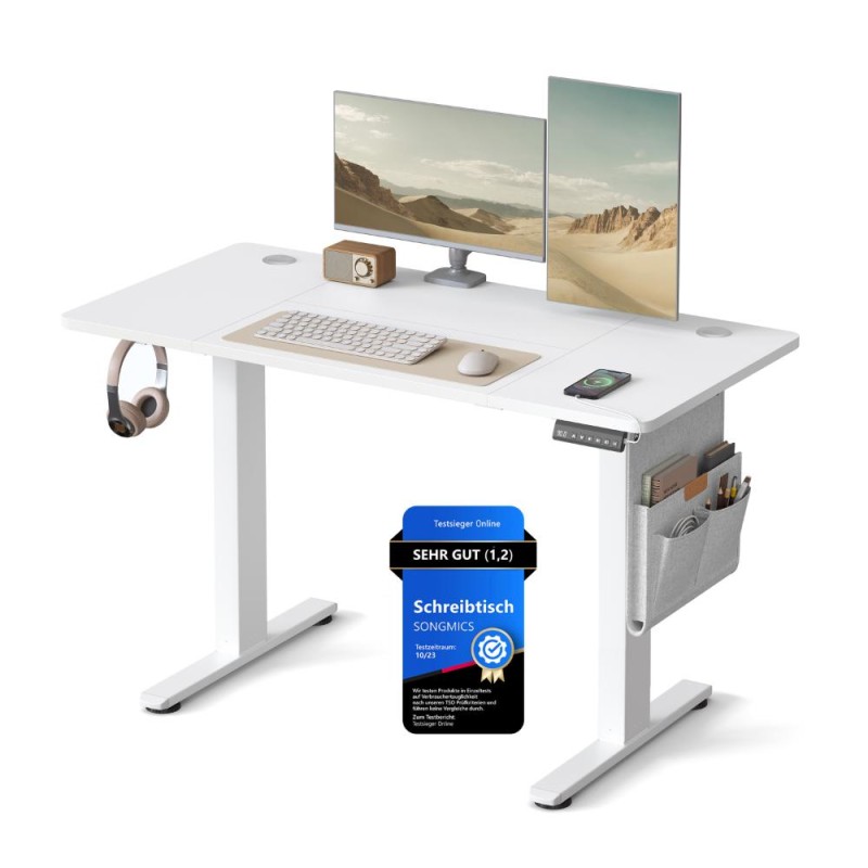 Songmics Μεταλλικό Ηλεκτρικά Ρυθμίζόμενο γραφείο 120 x 60 x 72-120 cm, Λευκό  (LSD132WZ02) (SNGLSD132WZ02)