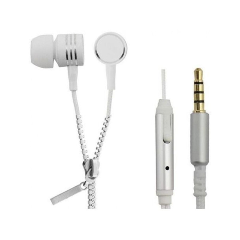 Esperanza Stereo Earphones Zipper With Microphone White (EH161W) (ESPEH161W)