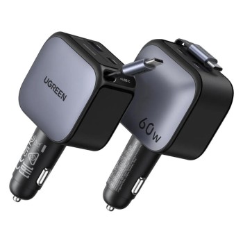 Ugreen EC602 Φορτιστής Αυτοκινήτου 60W 3A Γρήγορης Φόρτισης με Θύρες: 1xUSB 1xType-C (55212B) (UGR55212B)