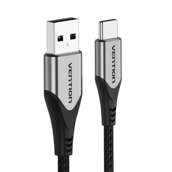 VENTION Cotton Braided USB 2.0 A Male to C Male 3A Cable 0.25M Gray Aluminum Alloy Type (CODHC) (VENCODHC)