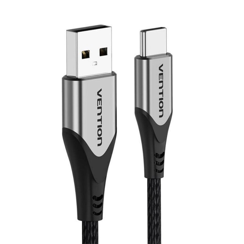 VENTION Cotton Braided USB 2.0 A Male to C Male 3A Cable 0.25M Gray Aluminum Alloy Type (CODHC) (VENCODHC)