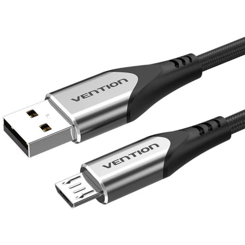VENTION Cotton Braided USB 2.0 A Male to Micro-B Male 3A Cable 1M Gray Aluminum Alloy Type (COAHF) (VENCOAHF)