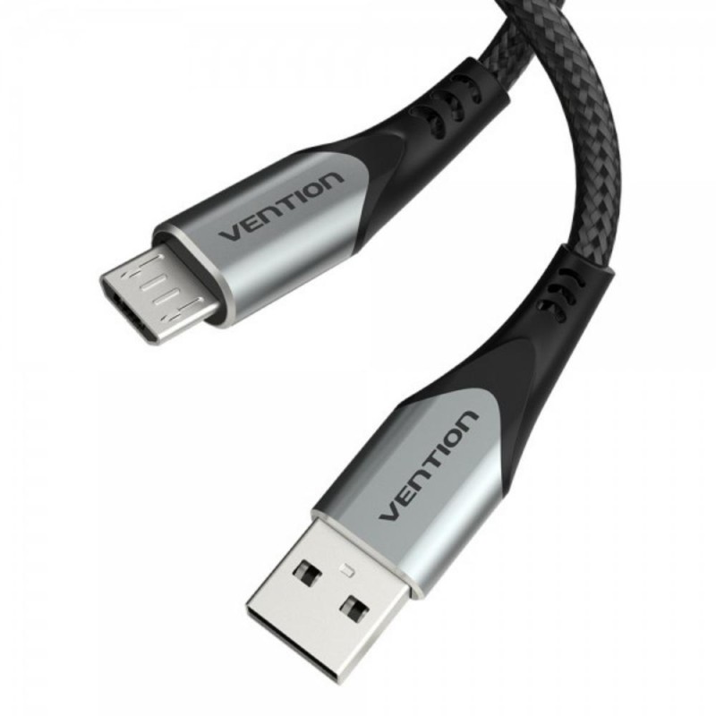 VENTION Cotton Braided USB 2.0 A Male to Micro-B Male 3A Cable 0.25M Gray Aluminum Alloy Type (COAHC) (VENCOAHC)