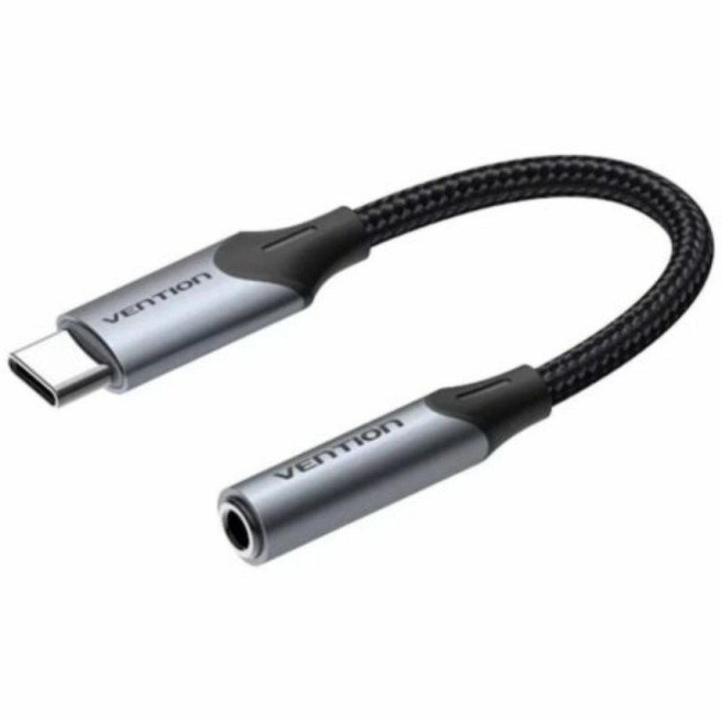 VENTION Cotton Braided USB-C Male to 3.5MM Earphone Jack Adapter 0.1M Gray Aluminum Alloy Type (BGJHA) (VENBGJHA)